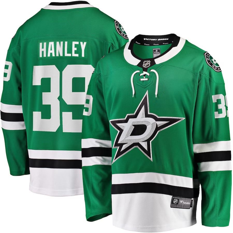 Men Dallas Stars 39 Joel Hanley Fanatics Branded Kelly Green Breakaway Player NHL Jersey